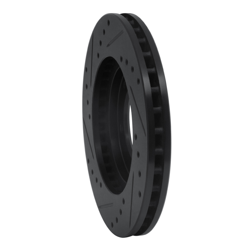 Nissan NP300 Brake Rotor (1) - Front Right - R1 Concepts - Drilled & Slotted - Black - `98-`15